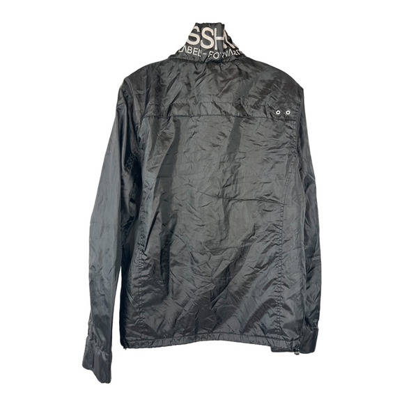 Crosshatch Womens Windbreaker Jacket Black Full Zip Pockets Waist Length M - Picture 2 of 8